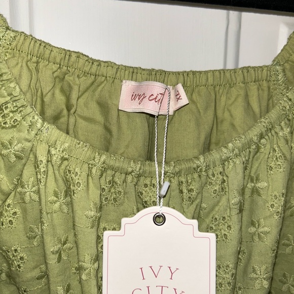 Ivy City Co Kinsey Green Eyelet Mini Dress - Picture 4 of 7